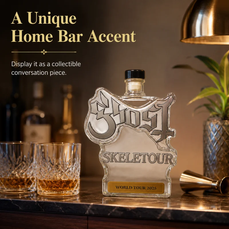 Home Bar Set - Gothic Ghost Band Inspired Whiskey Decanter,